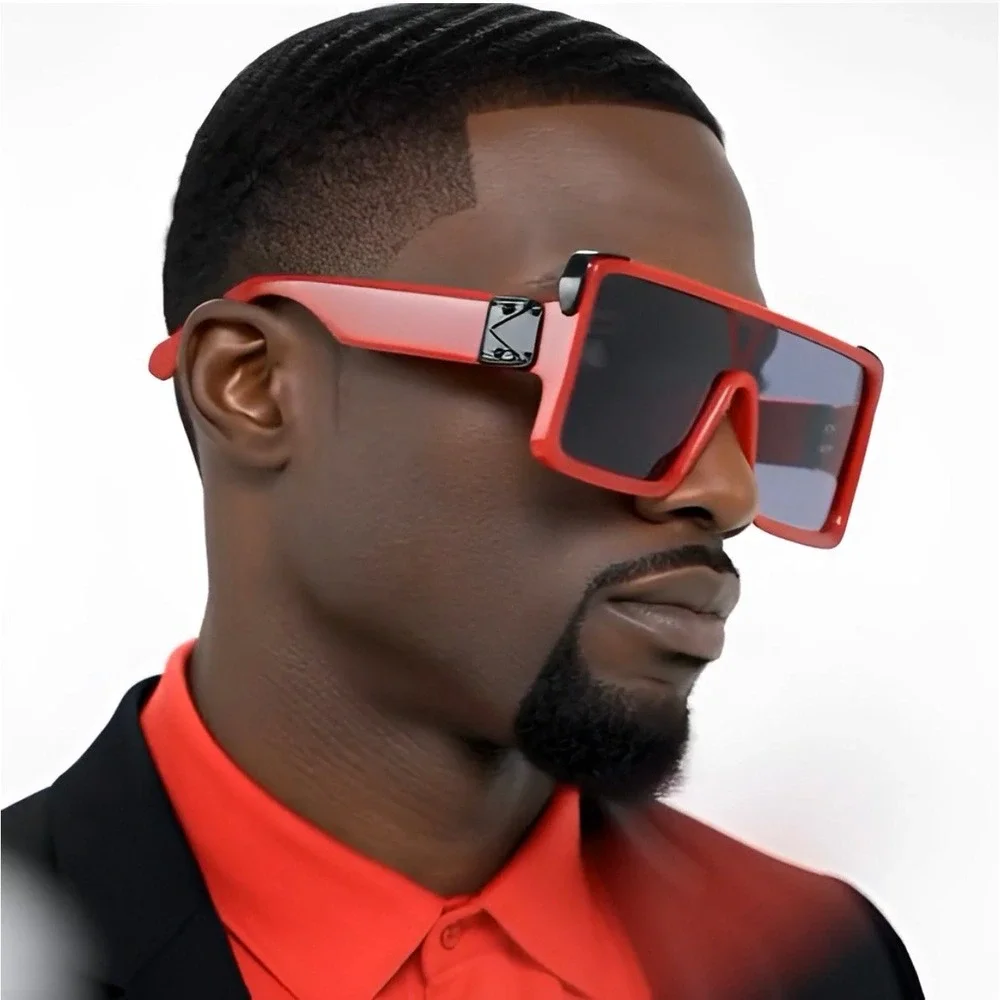 Sunglasses Red Frame Black Lens Fashion Statement Luxury Trendy Shades Gafas New